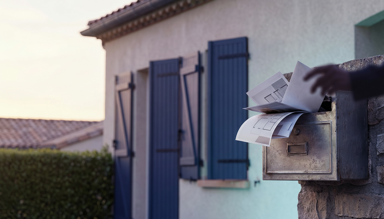 Vue rapprochée d'une boîte aux lettres débordante de prospectus et de courrier dans un quartier rési
