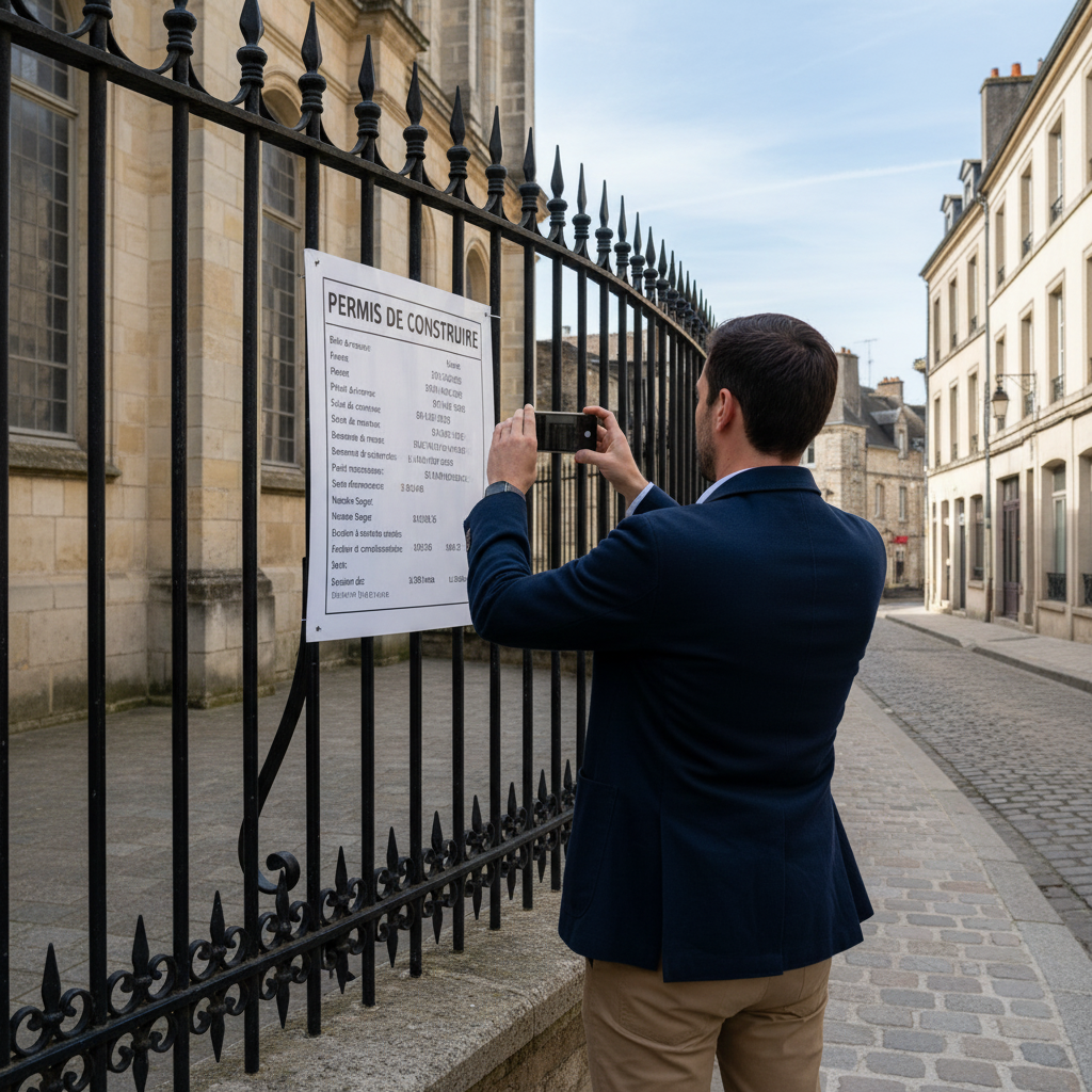Conseiller immobilier de dos, en tenue professionnelle décontractée, photographiant avec son smartph