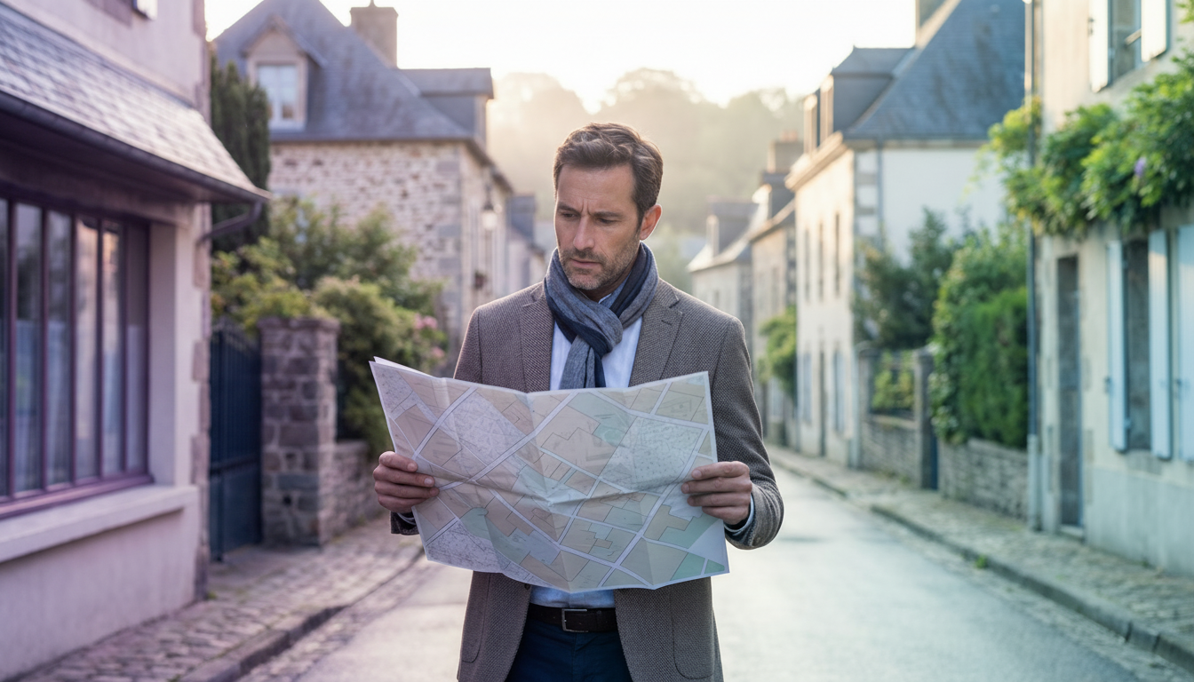 Portrait rapproché d'un conseiller immobilier en tenue de ville décontractée, l'air pensif et légère