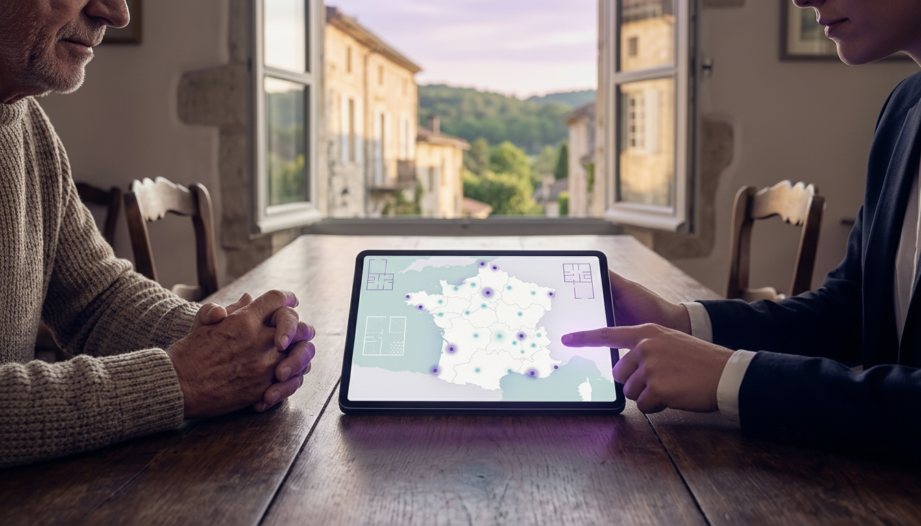 Gros plan sur les mains d'un conseiller immobilier et d'un propriétaire âgé autour d'une table de sa