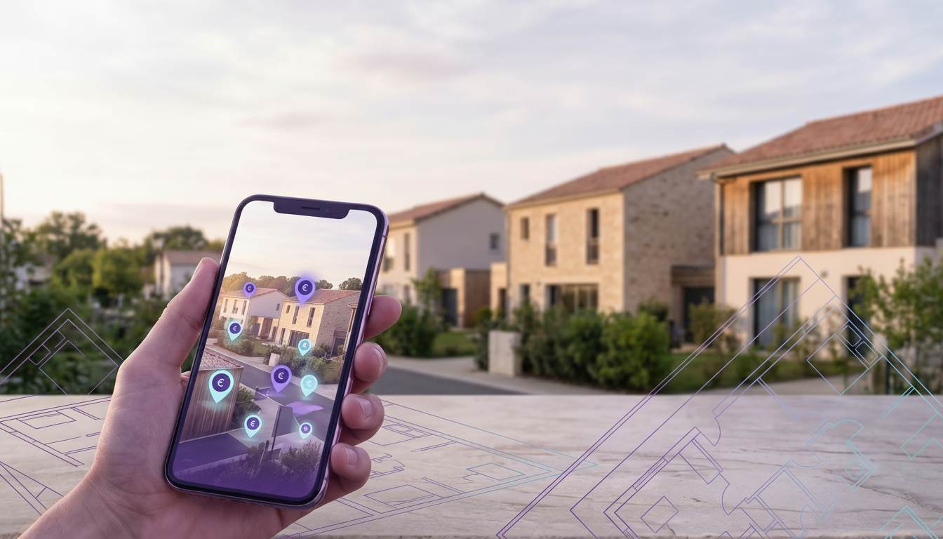 L'écran d'un smartphone affichant l'application ProspeMap avec la carte interactive et plusieurs mar